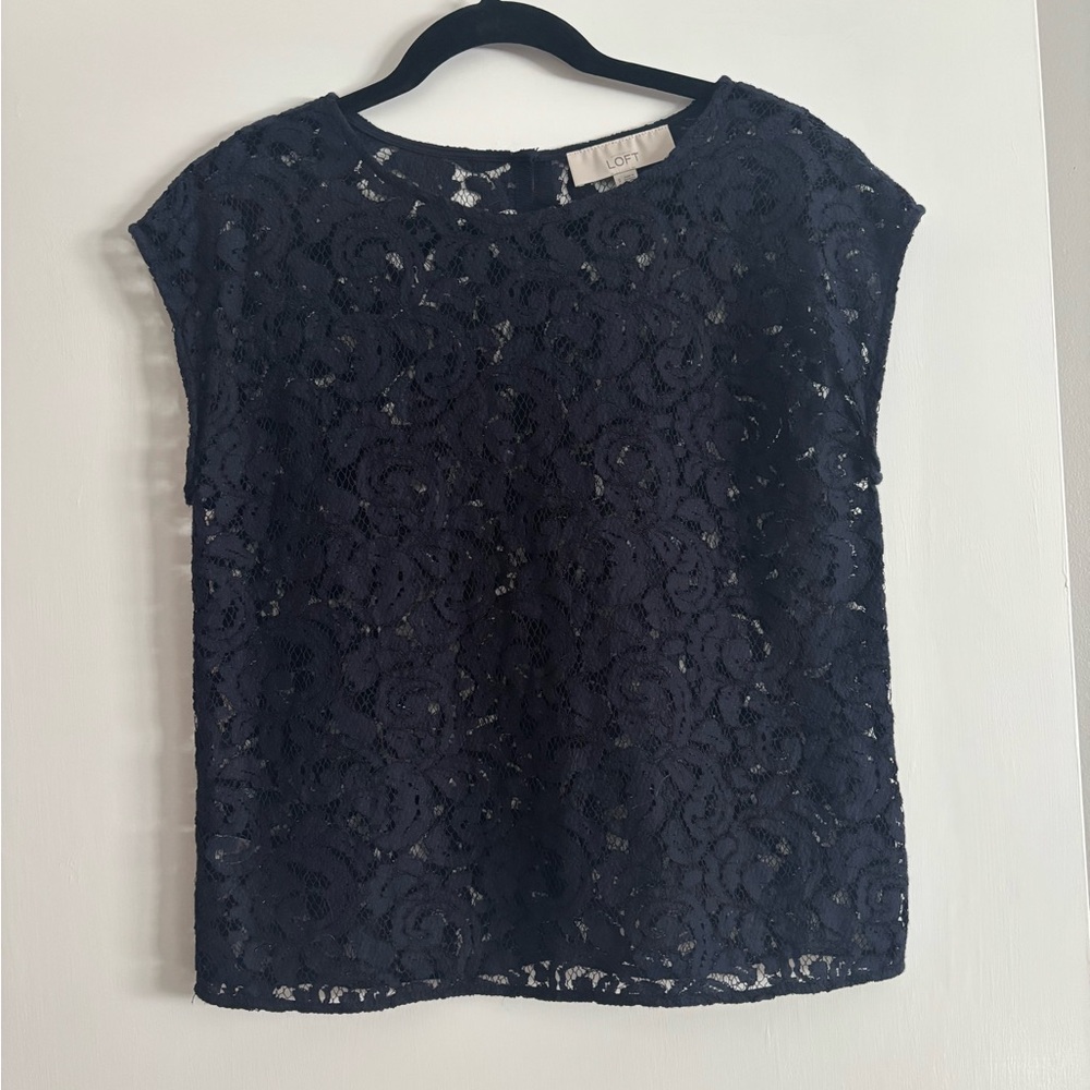 LOFT Navy Lace Blouse